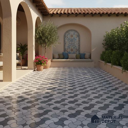 Patterned Look Floor Tile TL 09377 | Matte Finish 16 x 16 inch Vitrified Tile - 12 mm | Suitable For Kitchen, Bathroom, Bedroom & Office | Pattern Alignment May Vary | 2-3 mm Spacer is Mandatory