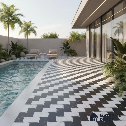 Patterned Look Floor Tile TL 09378 | Matte Finish 16 x 16 inch Vitrified Tile - 12 mm | Suitable For Kitchen, Bathroom, Bedroom & Office | Pattern Alignment May Vary | 2-3 mm Spacer is Mandatory
