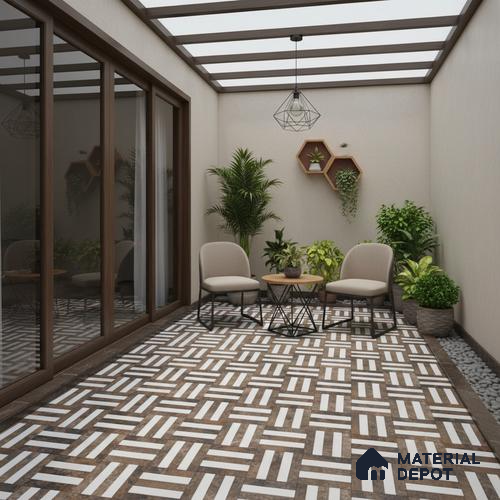 Patterned Look Floor Tile TL 09379 | Matte Finish 16 x 16 inch Vitrified Tile - 12 mm | Suitable For Kitchen, Bathroom, Bedroom & Office | Pattern Alignment May Vary | 2-3 mm Spacer is Mandatory