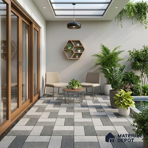 Stone Look Floor Tile TL 09381 | Matte Finish 16 x 16 inch Vitrified Tile - 12 mm | Suitable For Kitchen, Bathroom, Bedroom & Office | Pattern Alignment May Vary | 2-3 mm Spacer is Mandatory