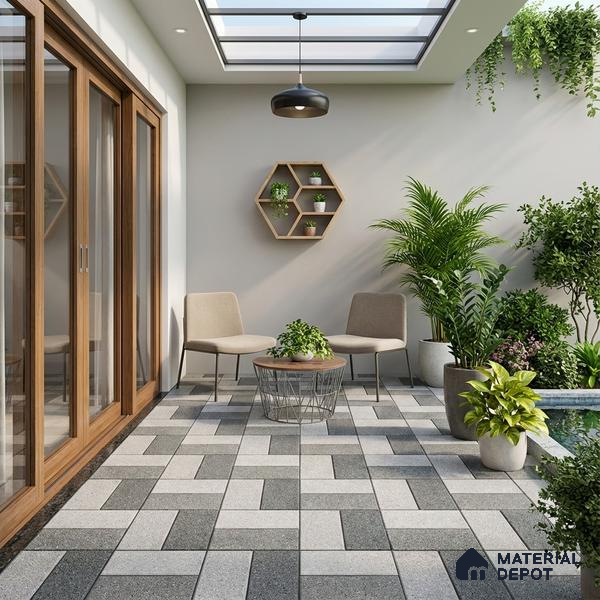Stone Look Floor Tile TL 09381 | Matte Finish 16 x 16 inch Vitrified Tile - 12 mm | Suitable For Kitchen, Bathroom, Bedroom & Office | Pattern Alignment May Vary | 2-3 mm Spacer is Mandatory
