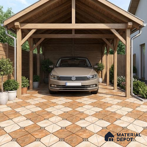 Patterned Look Floor Tile TL 09383 | Matte Finish 16 x 16 inch Vitrified Tile - 12 mm | Suitable For Kitchen, Bathroom, Bedroom & Office | Pattern Alignment May Vary | 2-3 mm Spacer is Mandatory