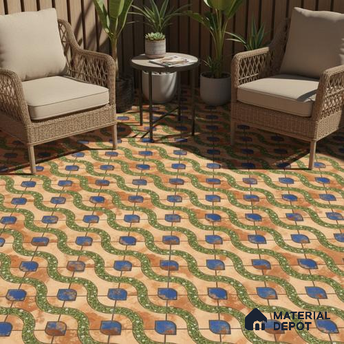 Patterned Look Floor Tile TL 09384 | Matte Finish 16 x 16 inch Vitrified Tile - 12 mm | Suitable For Kitchen, Bathroom, Bedroom & Office | Pattern Alignment May Vary | 2-3 mm Spacer is Mandatory