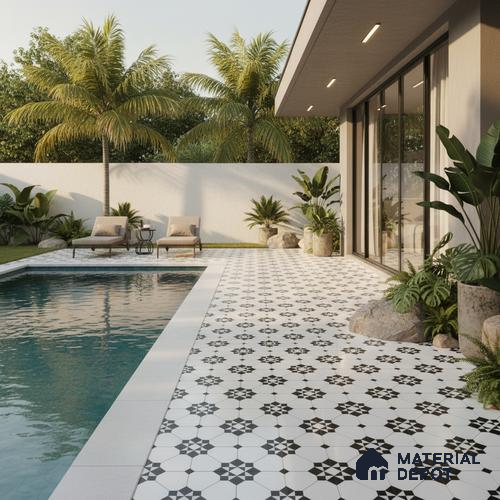 Moroccan Look Floor Tile TL 09386 | Matte Finish 16 x 16 inch Vitrified Tile - 12 mm | Suitable For Kitchen, Bathroom, Bedroom & Office | Pattern Alignment May Vary | 2-3 mm Spacer is Mandatory