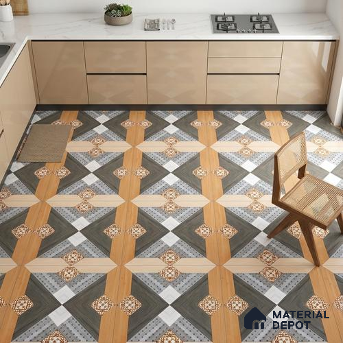 Wood Look Floor Tile TL 09396 | Matte Finish 2 ft x 2 ft Vitrified Tile - 9 mm | Suitable For Kitchen, Bathroom, Bedroom & Office