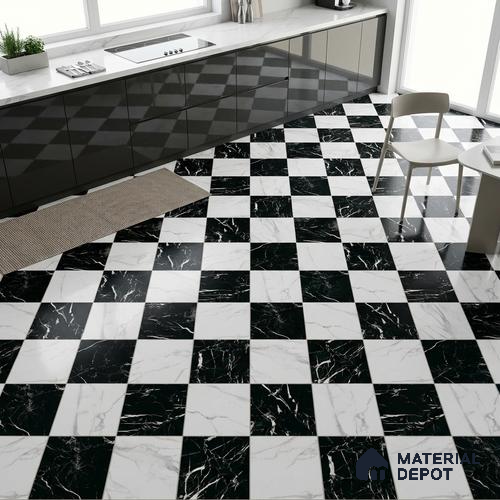 Marble Look Floor Tile TL 09398 | Matte Finish 2 ft x 2 ft Vitrified Tile - 12 mm | Suitable For Kitchen, Bathroom, Bedroom & Office
