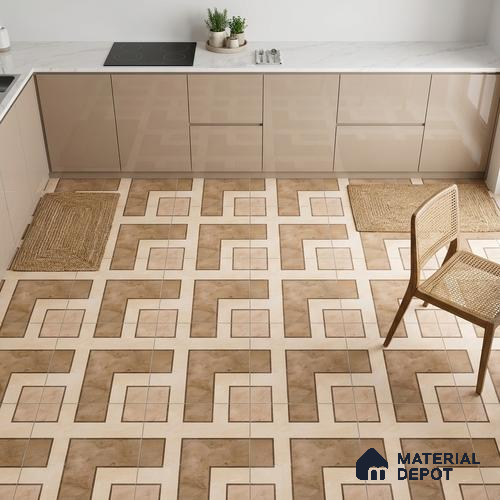 Patterned Look Floor Tile TL 09399 B | Matte Finish 2 ft x 2 ft Vitrified Tile - 12 mm | Suitable For Kitchen, Bathroom, Bedroom & Office | Please Expect a Slight Variation of Pattern