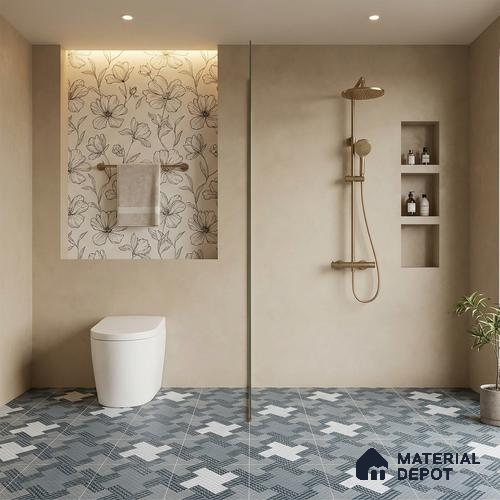 Patterned Floor Tile TL 09418 | Matte Finish 20 x 20 inch Vitrified Tile - 12 mm | Suitable For Kitchen, Bathroom, Bedroom & Office | Pattern Alignment May Vary | 2-3 mm Spacer is Mandatory