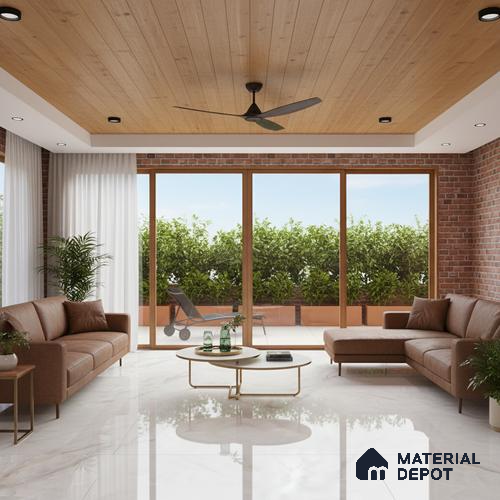 Budget Friendly Large Format Marble Floor & Wall Tile TL 09438 B Birch Onyx Glossy Finish Vitrified Tile - 9 mm | Suitable for Living Room, Bedroom, Office | Adhesive and Spacers Must be Used During Installation
