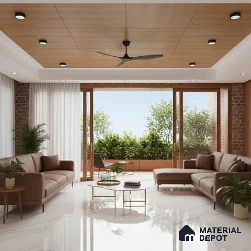 Large Format Marble Floor Tile TL 09442 Carrara Mint Glossy Finish Vitrified Tile - 15 mm | Suitable for Living Room, Bedroom, Office | Adhesive and Spacers Must be Used During Installation