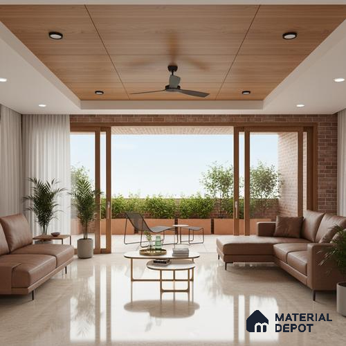 Marble Look Tile TL 09699 6 ft x 4 ft Glossy Finish Vitrified Tile - 9 mm | Adhesive and Spacers Must be Used During Installation
