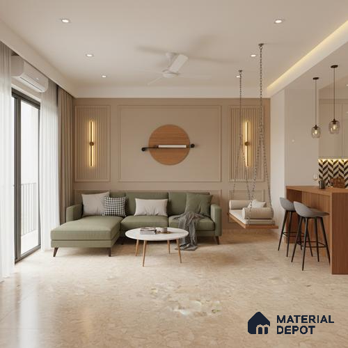 Marble Look Tile TL 09703 B 6 ft x 4 ft Matte Finish Vitrified Tile - 15 mm | Adhesive and Spacers Must be Used During Installation