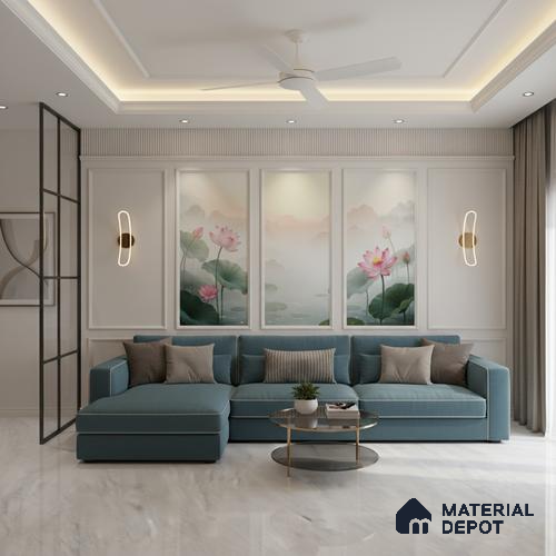 Marble Look Tile TL 09705 6 ft x 4 ft Glossy Finish Vitrified Tile - 15 mm | Adhesive and Spacers Must be Used During Installation