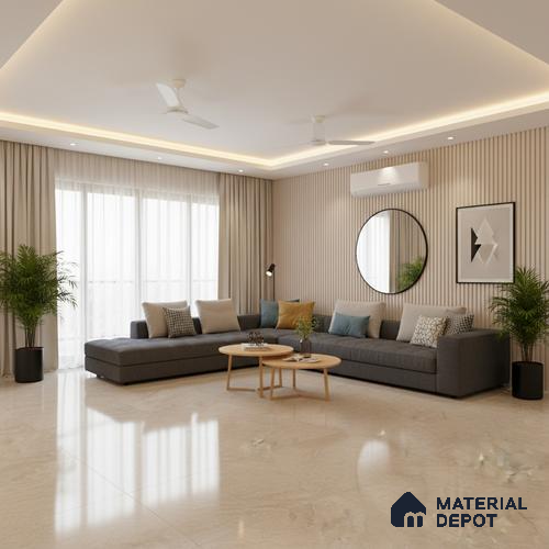 Marble Look Tile TL 09710 6 ft x 4 ft Glossy Finish Vitrified Tile - 15 mm | Adhesive and Spacers Must be Used During Installation