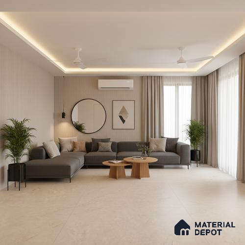 Marble Look Tile TL 09712 6 ft x 4 ft Satin Finish Vitrified Tile - 15 mm | Adhesive and Spacers Must be Used During Installation