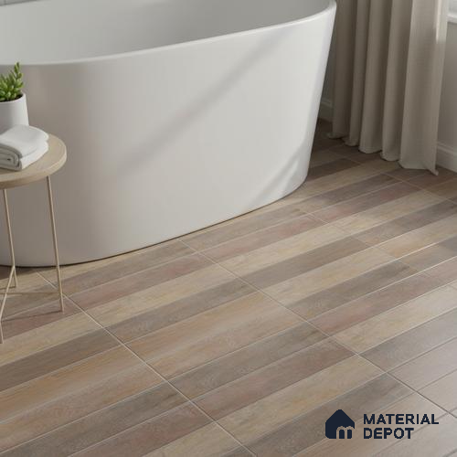 Wood Floor Tile TL 09728 E 24200 1 ft x 1 ft Brown Ceramic Matte Finish Floor Tile - 9 mm | Ideal for Bathroom