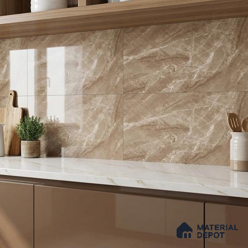 Marble Wall Tile TL 09731 B 24421 2 ft x 1 ft Brown Ceramic Glossy Finish Dark Tile - 9 mm | Ideal for Bathroom, Kitchen