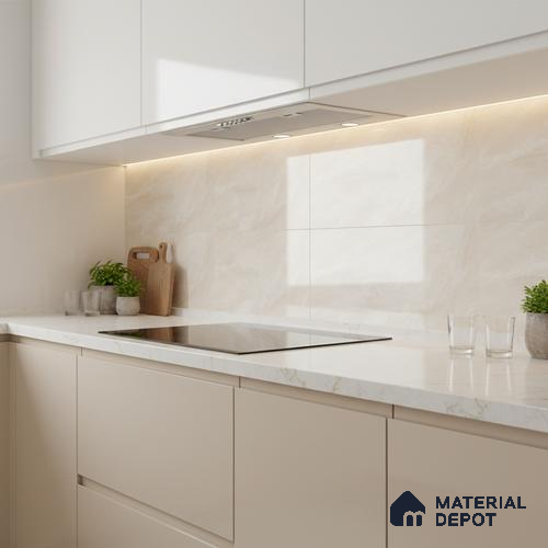 Marble Wall Tile TL 09731 24421 2 ft x 1 ft Cream Ceramic Glossy Finish Light Tile - 9 mm | Ideal for Bathroom, Kitchen