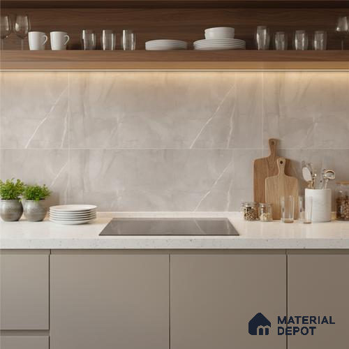 Marble Wall Tile TL 09732 B 25003 2 ft x 1 ft Grey Ceramic Glossy Finish Dark Tile - 9 mm | Ideal for Bathroom, Kitchen
