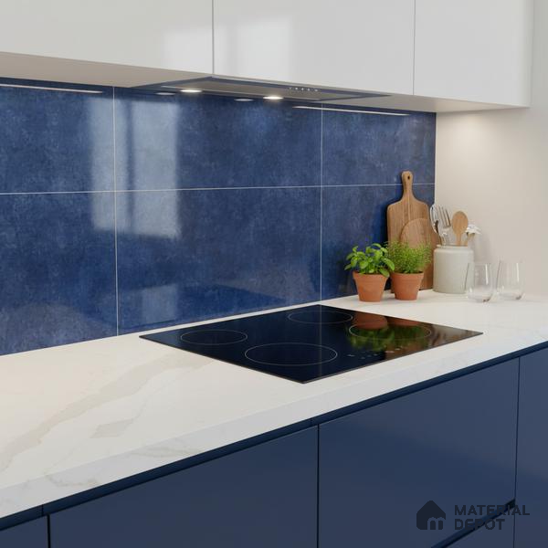 Stone Wall Tile TL 09733 B 225017 2 ft x 1 ft Blue Ceramic Glossy Finish Dark Tile - 9 mm | Ideal for Bathroom, Kitchen
