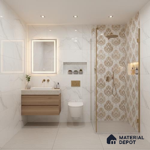 Patterned Wall Tile TL 09736 C 25145 2 ft x 1 ft Multi Colour Ceramic Glossy Finish Highlighter 1 Tile - 9 mm | Ideal for Bathroom, Kitchen | Please Expect a Slight Variation of Pattern