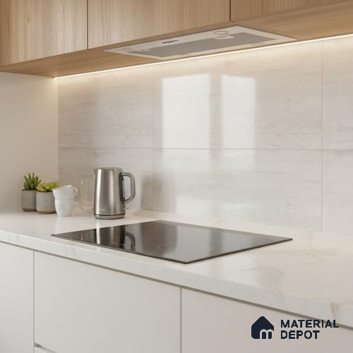 Wood Wall Tile TL 09737 25146 2 ft x 1 ft Cream Ceramic Glossy Finish Light Tile - 9 mm | Ideal for Bathroom, Kitchen
