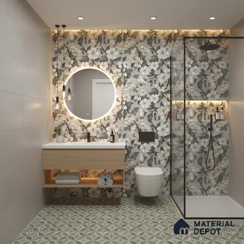Stone Wall Tile TL 09741 2 ft x 1 ft Light Grey Ceramic Matte Finish Light Tile - 9 mm | Ideal for Bathroom, Kitchen