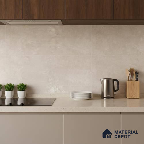 Marble Wall Tile TL 09744 B 2 ft x 1 ft Cream Ceramic Matte Finish Dark Tile - 9 mm | Ideal for Bathroom, Kitchen