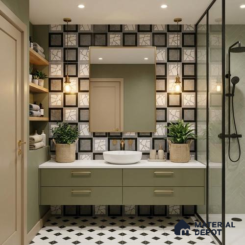Patterned Wall Tile TL 09745 C 2 ft x 1 ft Grey Ceramic Matte Finish Highlighter 1 Tile - 9 mm | Ideal for Bathroom, Kitchen | Please Expect a Slight Variation of Pattern