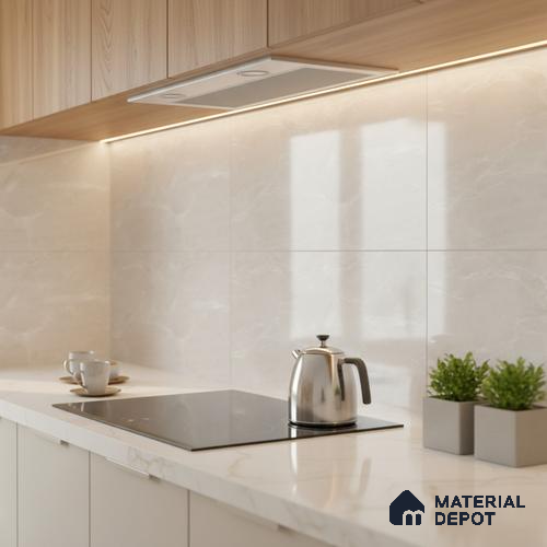 Marble Wall Tile TL 09748 B  2 ft x 1 ft Cream Ceramic Glossy Finish Light Tile - 9 mm | Ideal for Bathroom, Kitchen