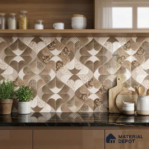 Patterned Wall Tile TL 09748 2 ft x 1 ft Multi Colour Ceramic Glossy Finish Highlighter 1 Tile - 9 mm | Ideal for Bathroom, Kitchen | Please Expect a Slight Variation of Pattern