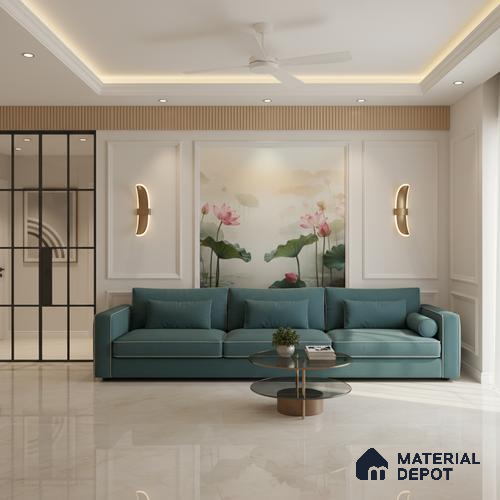 TL 09774 Crema Venice 6 ft x 4 ft Glossy Finish Vitrified Floor & Wall Tile - 9 mm | Adhesive and Spacers Must be Used During Installation