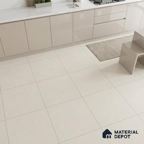 White Plain Wall & Floor Tile TL 09775   2 ft x 2 ft Vitrified Matte Finish - 9 mm  | Suitable for Living Room, Bedroom, Bathroom