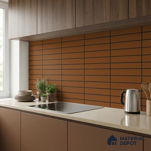 Brick Wall Tile Orange Alloy P-127 TL 09778 2 ft x 1 ft Matte Finish Ceramic Tile - 9 mm