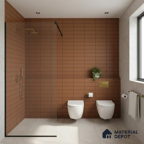 Brick Wall Tile Orange Alloy P-127 TL 09778 2 ft x 1 ft Matte Finish Ceramic Tile - 9 mm