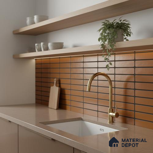 Subway Look Orange Alloy P-190 TL 09779 B 2 ft x 1 ft Matte Finish Ceramic Wall Tile - 9 mm | Please Expect a Slight Variation of Pattern