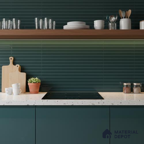 Punch Wall Tile TL 09784 C Zeta Bottle Green 2 ft x 1 ft Glossy Finish Ceramic Wall Tile - 9 mm