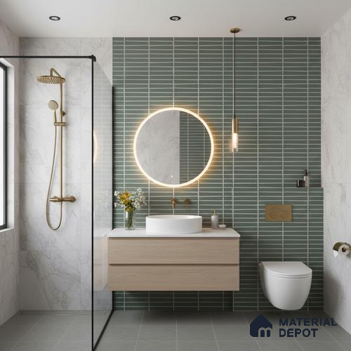 Faux Subway Look Empire Green TL 09786 B 2 ft x 1 ft Matte Finish Ceramic Wall Tile - 9 mm
