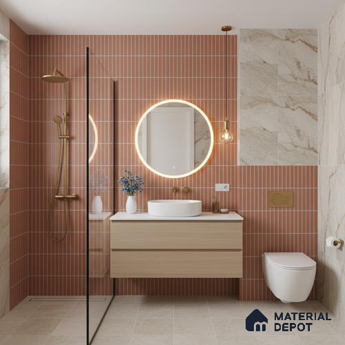 Highlighter Look Empire Red (P-208) TL 09786 D 2 ft x 1 ft Matte Finish Ceramic Wall Tile - 9 mm