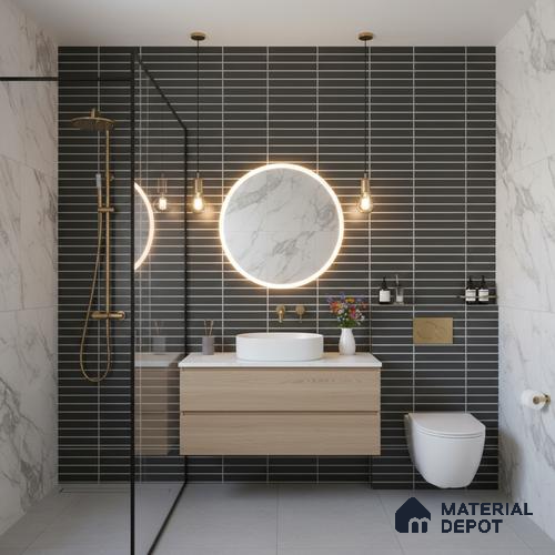 Highlighter Look Empire Black TL 09786 2 ft x 1 ft Matte Finish Ceramic Wall Tile - 9 mm