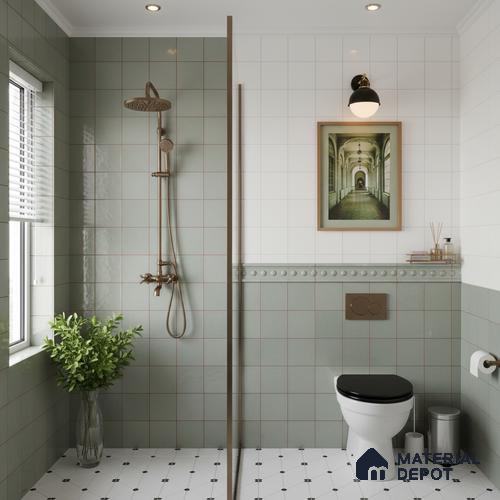 Faux Subway Wall Tile TL 09788 E Luxe Sky 2 ft x 1 ft Glossy Finish Ceramic Wall Tile - 9 mm | Suitable For Bathroom, Kitchen Backsplash | Please Expect a Slight Variation of Pattern