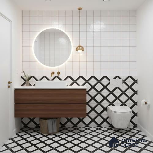 Faux Subway Wall Tile TL 09788 F Luxe White 2 ft x 1 ft Glossy Finish Ceramic Wall Tile - 9 mm | Suitable For Bathroom, Kitchen Backsplash | Please Expect a Slight Variation of Pattern