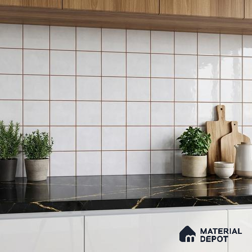 Faux Subway Wall Tile TL 09788 F Luxe White 2 ft x 1 ft Glossy Finish Ceramic Wall Tile - 9 mm | Suitable For Bathroom, Kitchen Backsplash | Please Expect a Slight Variation of Pattern