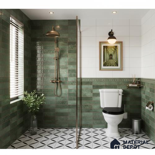 Faux Subway Look Luxuria Green R1 TL 09789 2 ft x 1 ft Glossy Finish Ceramic Wall Tile - 9 mm