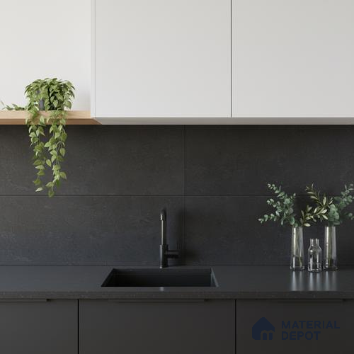 Plain Look Matt Black TL 09790 B 2 ft x 1 ft Matte Finish Ceramic Wall Tile - 9 mm
