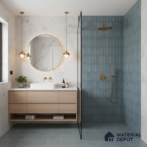 Faux Subway Look Luna Aqua TL 09792 2 ft x 1 ft Matte Finish Ceramic Wall Tile - 9 mm