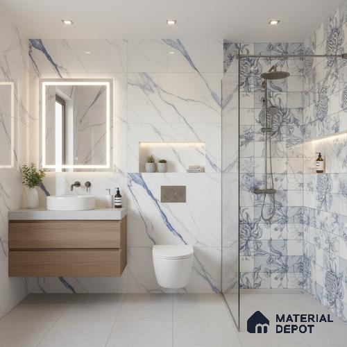 Floral Wall Tile TL 09795 B 2 ft x 1 ft Glossy Finish Ceramic Wall Tile - 9 mm | Please Expect a Slight Variation of Pattern
