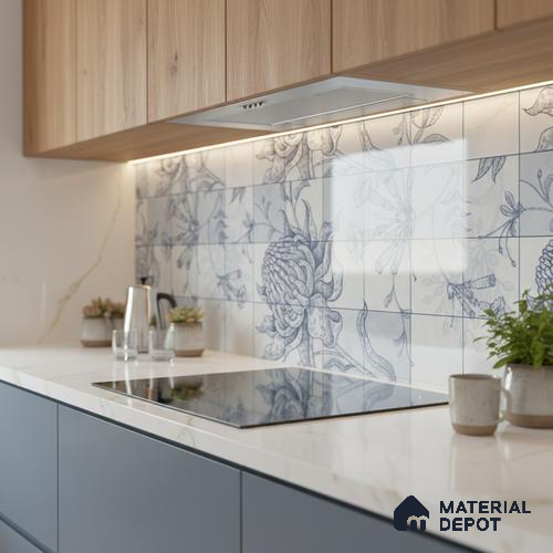 Floral Wall Tile TL 09795 B 2 ft x 1 ft Glossy Finish Ceramic Wall Tile - 9 mm | Please Expect a Slight Variation of Pattern