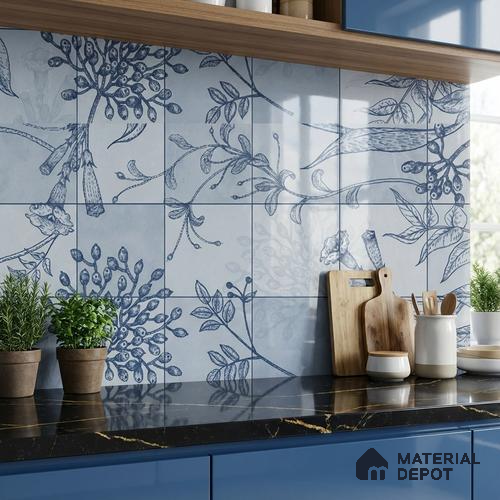 Floral Wall Tile TL 09795 C 2 ft x 1 ft Glossy Finish Ceramic Wall Tile - 9 mm | Please Expect a Slight Variation of Pattern