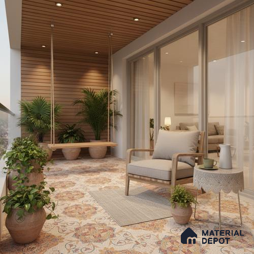 Moroccan Floor & Wall Tile TL 09804 B 2 ft x 2 ft Orange Vitrified Matte Finish Tile - 9 mm | Ideal for Living Room, Bedroom, Bathroom | Please Expect a Slight Variation of Pattern